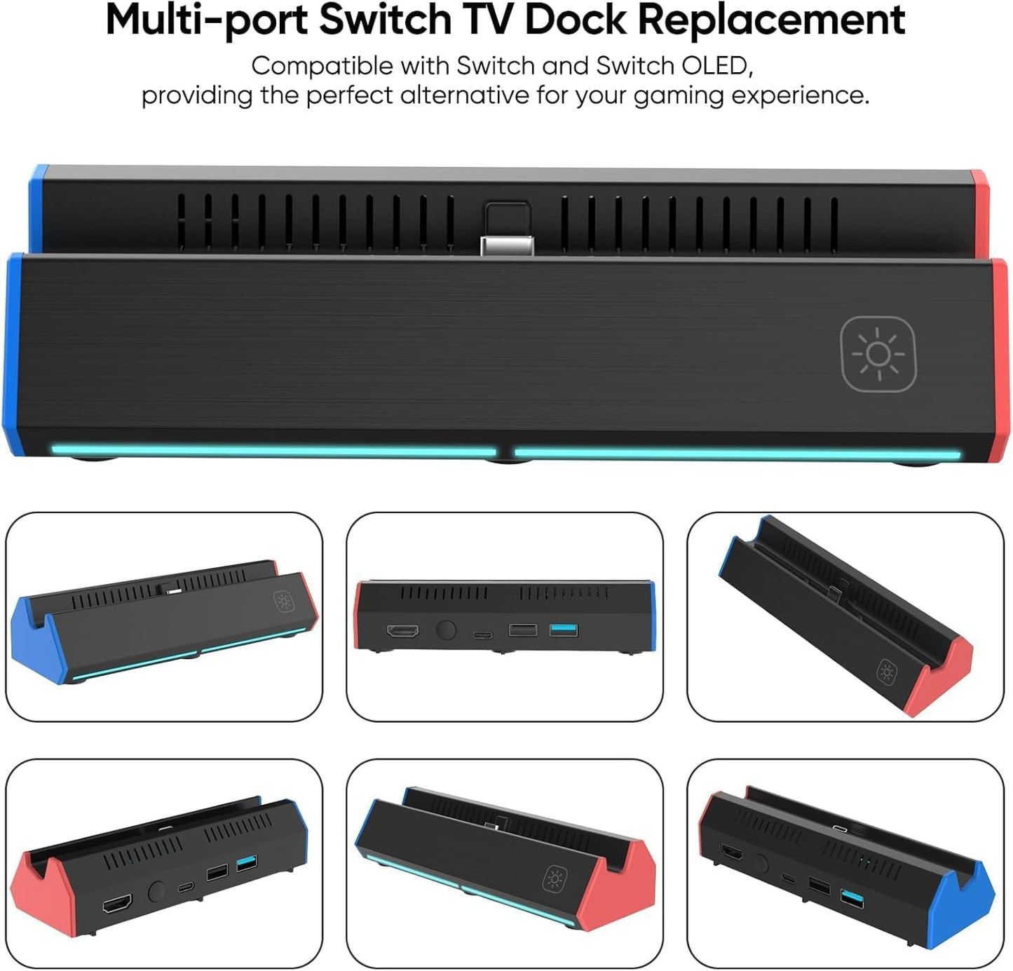 4K HDMI Docking Station for Nintendo Switch OLED Console in Red & Blue Size NEW