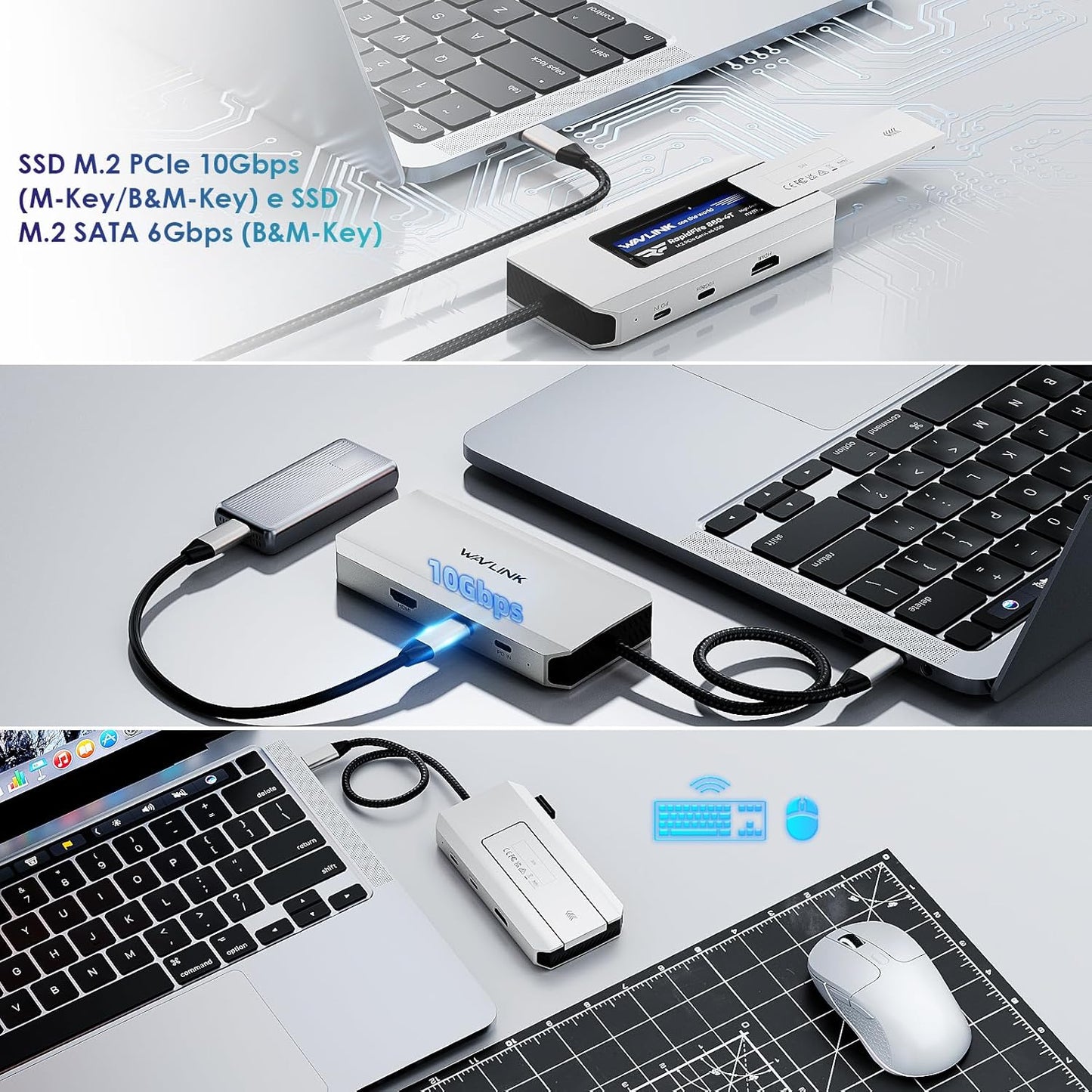 WAVLINK USB-C USB Hubs Hub 10Gbps with M.2 SSD, HDMI, 100W PD Charging, DEMO