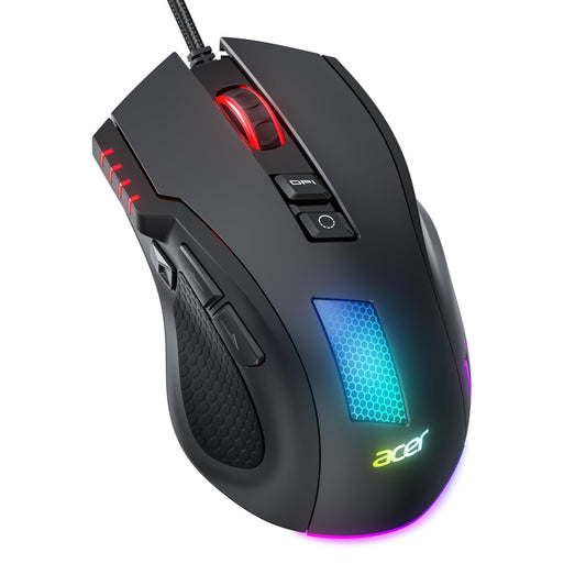 Acer High-Precision Wired Gaming Mouse with 12800 DPI Optical Sensor, Black DEMO