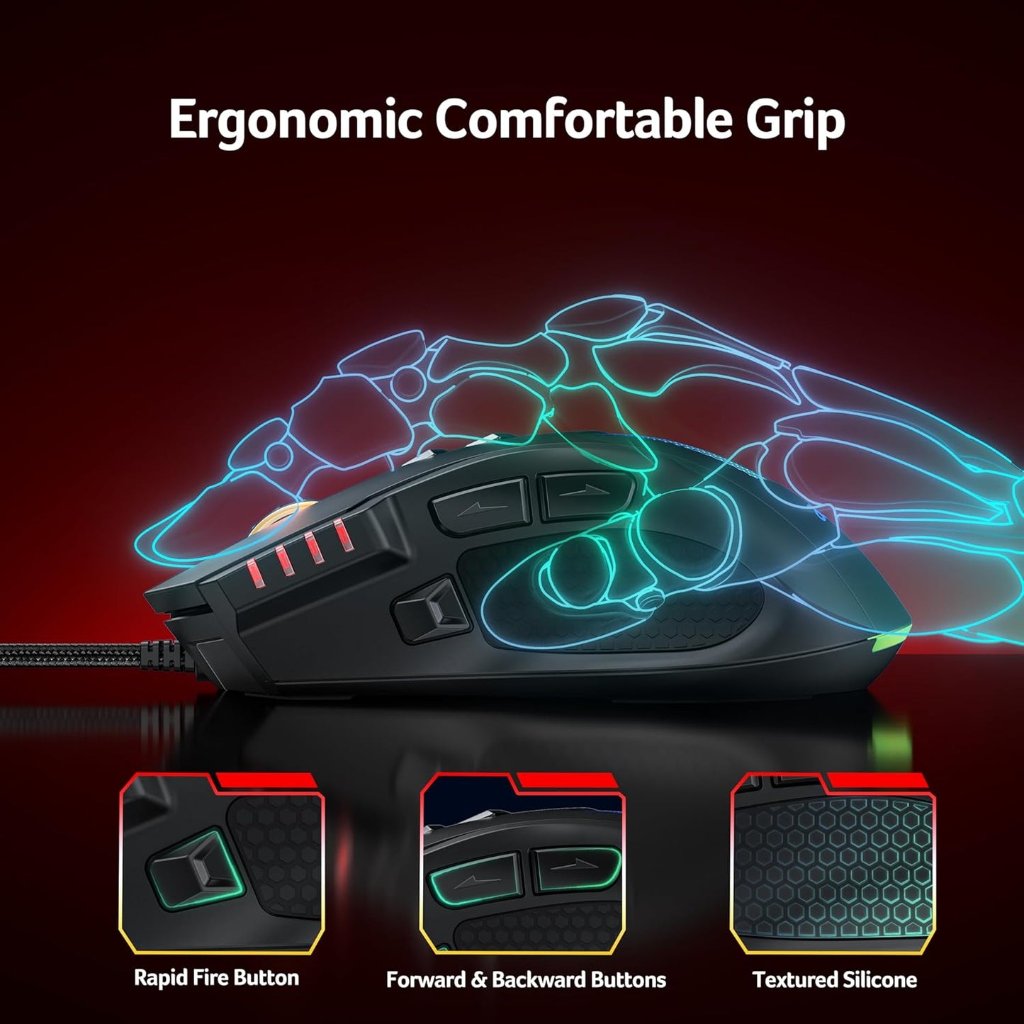 Acer High-Precision Wired Gaming Mouse with 12800 DPI Optical Sensor, Black DEMO