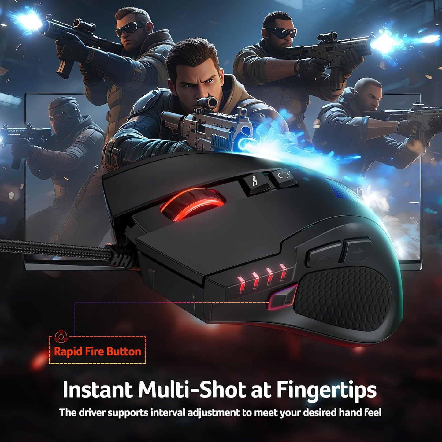 Acer High-Precision Wired Gaming Mouse with 12800 DPI Optical Sensor, Black DEMO