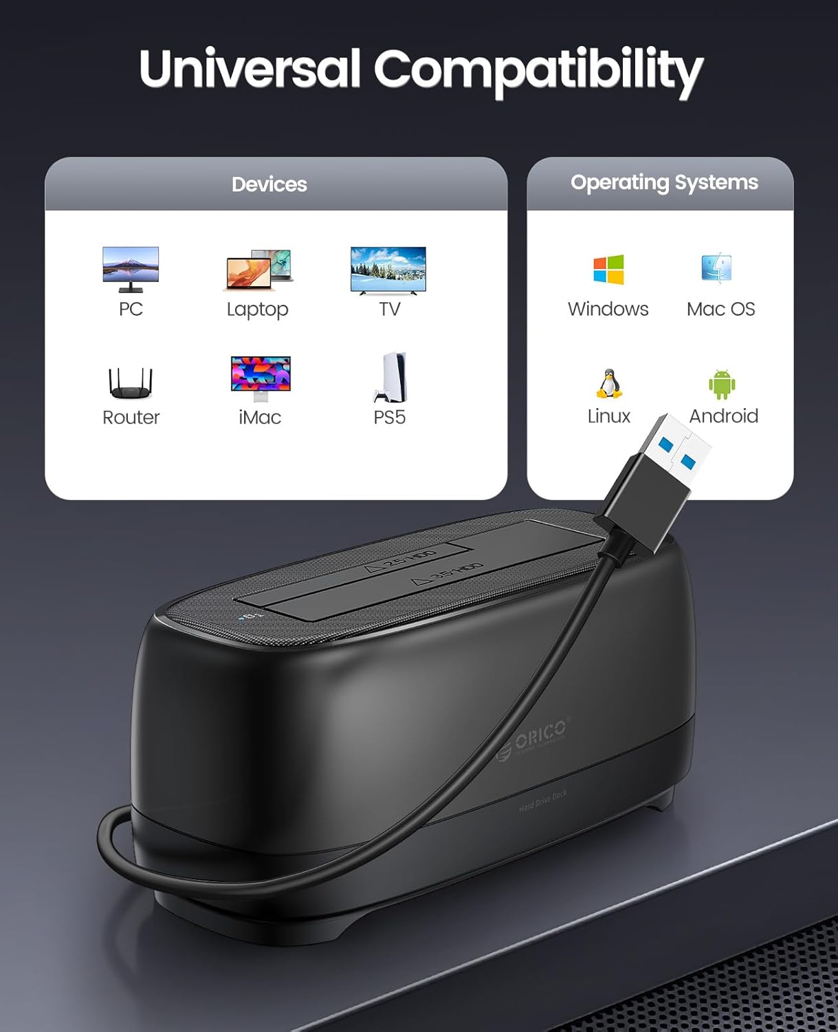 ORICO USB 3.0 External Hard Drive Docking Station for 2.5/3.5 Inch HDD SSD DEMO
