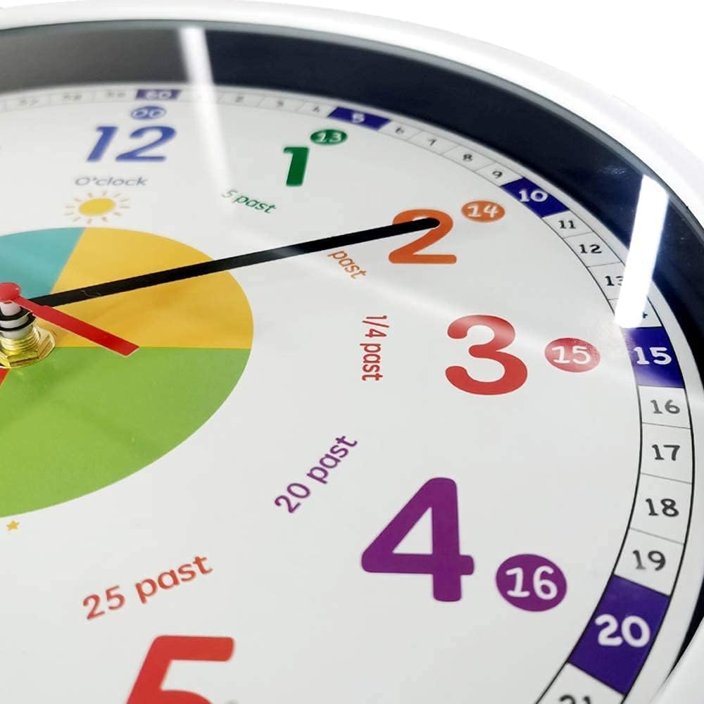 Small White Wall Clock for Learning to Tell Time - Decorative Analog Kids DEMO