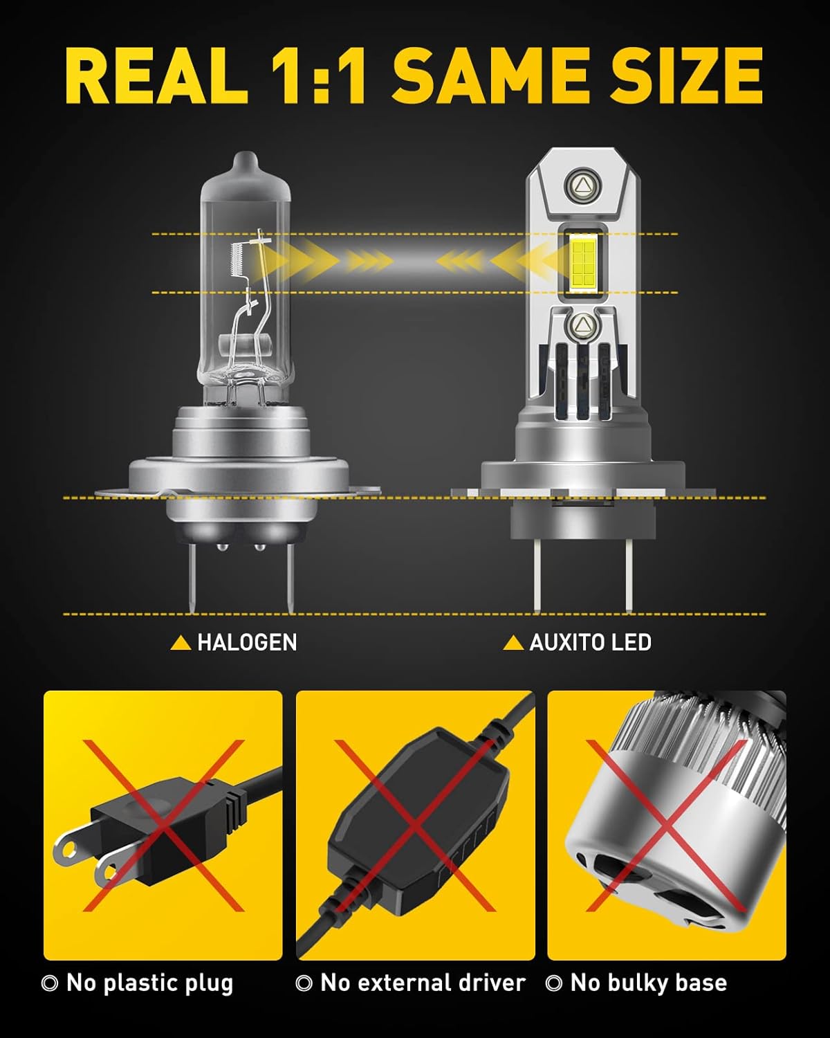 AUXITO H7 LED Headlight Bulbs 350% Brighter 6500K White Exterior Light NEW