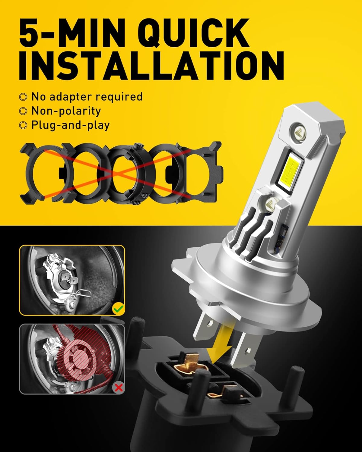 AUXITO H7 LED Headlight Bulbs 350% Brighter 6500K White Exterior Light NEW