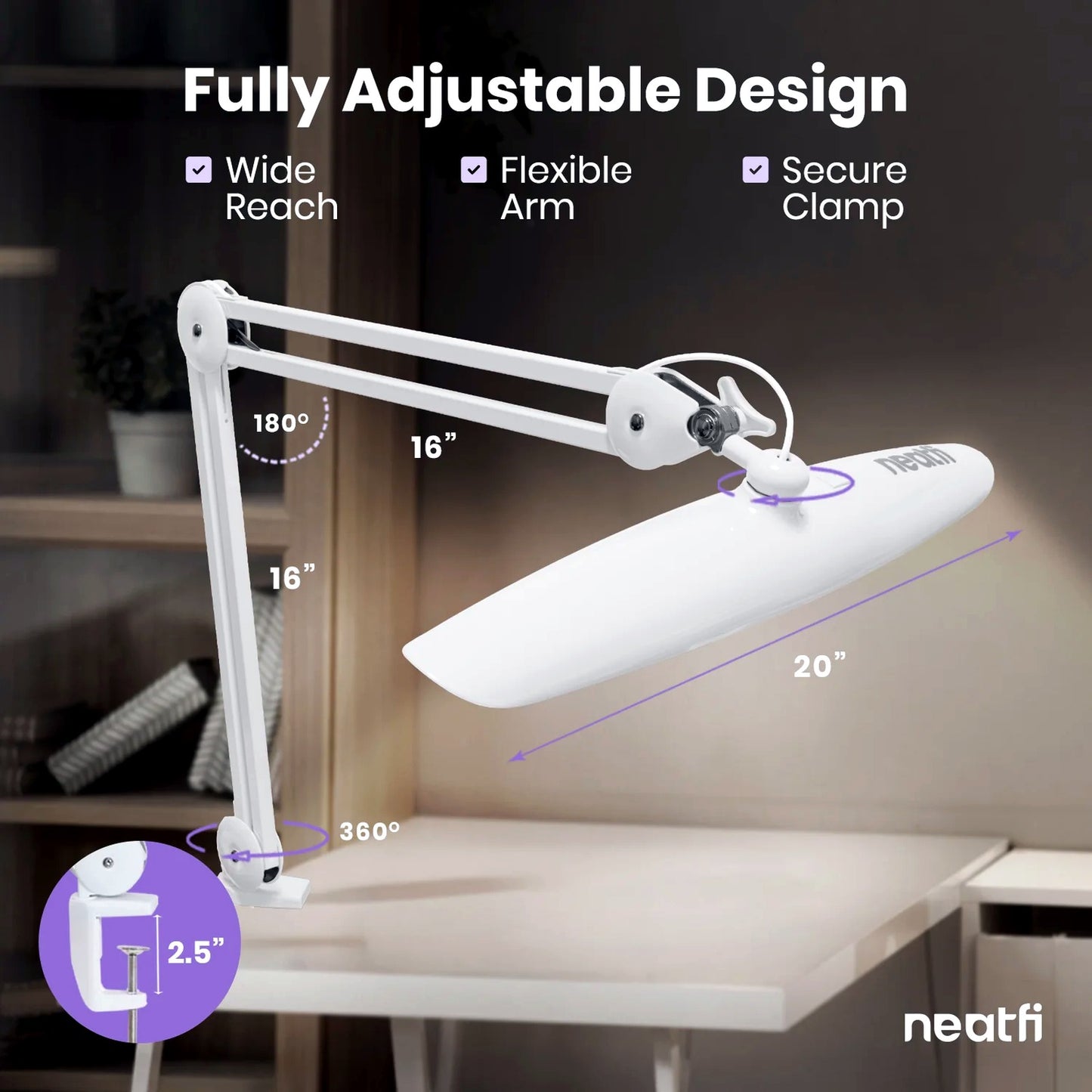 Neatfi 2200 Lumen Ultra-Bright LED Task Lamp for Desk, Bright White DEMO