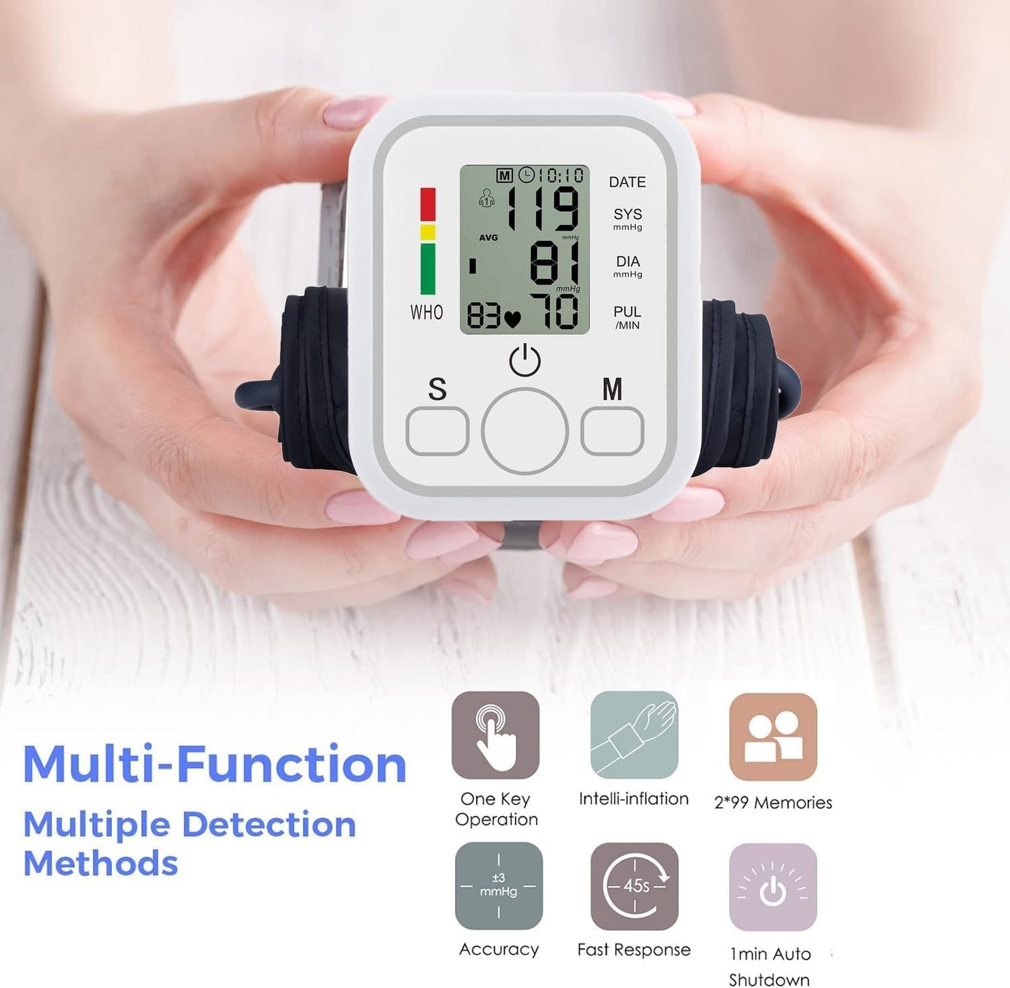 Portable Digital Blood Pressure Monitor for Irregular Heartbeat, White DEMO