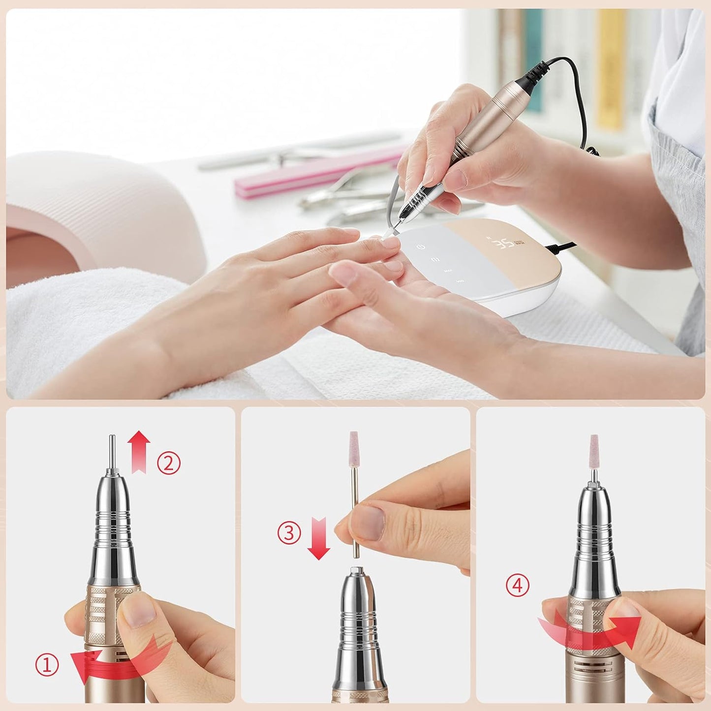 Madenia Professional Electric Nail File Drill Machine for Acrylic Gel Nails NEW