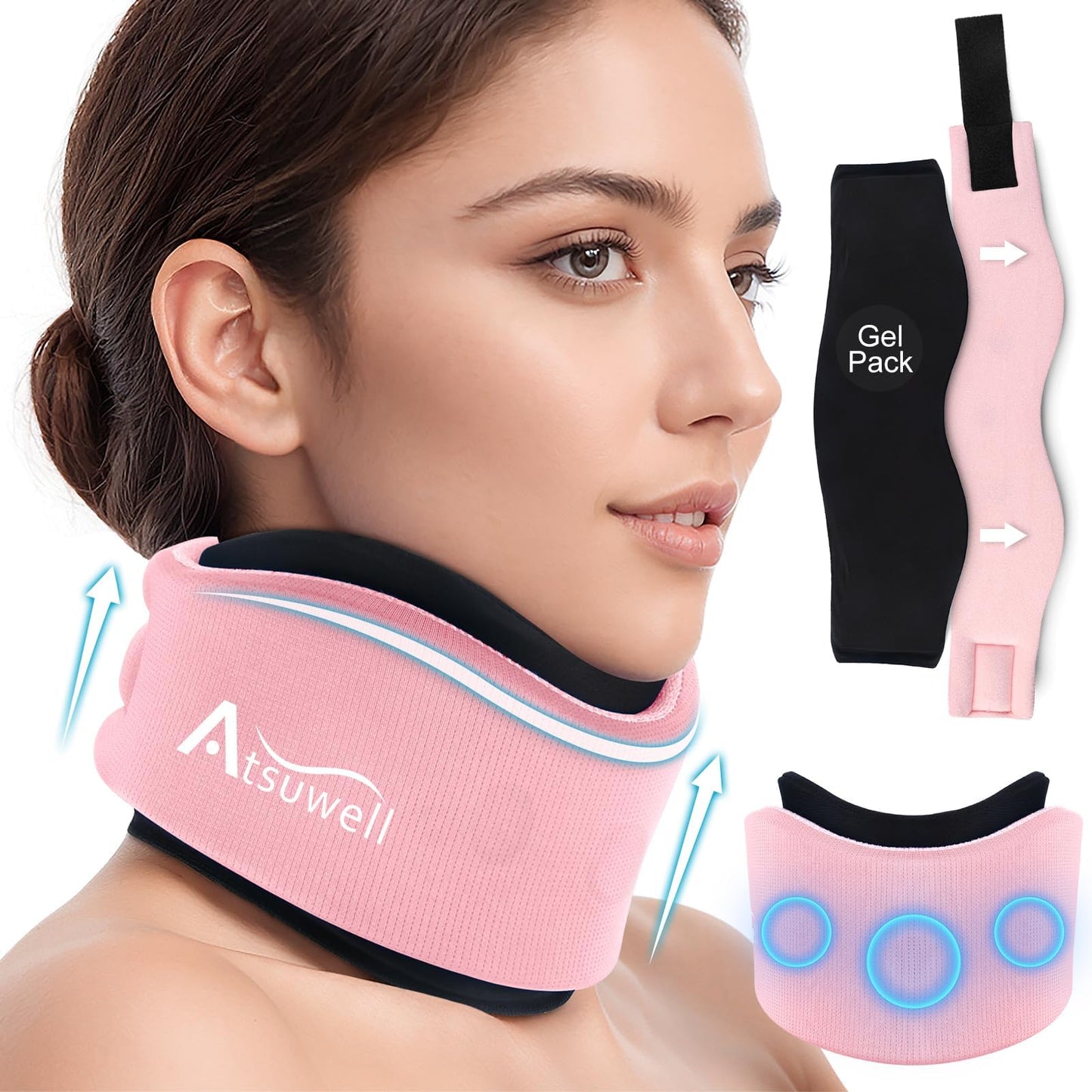 Atsuwell Soft Neck Brace Adjustable Cervical Collar Support Silicone One NEW