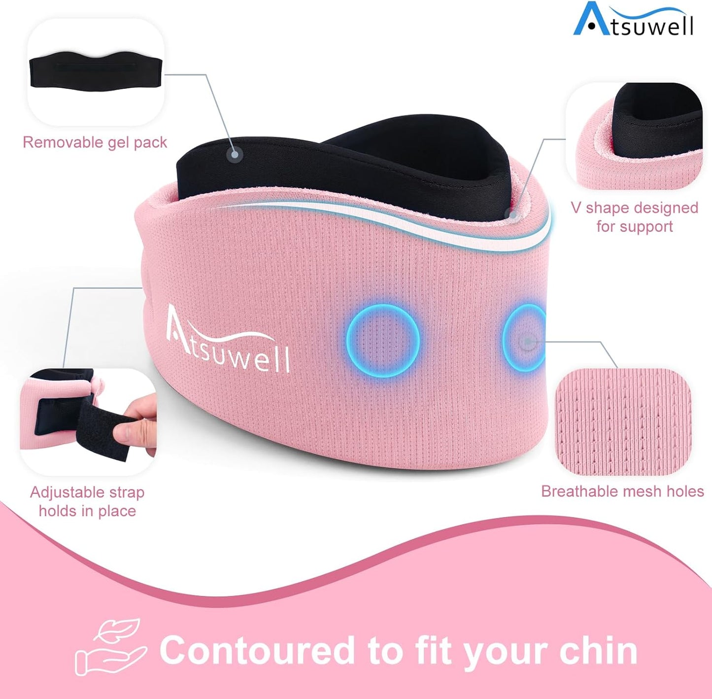 Atsuwell Soft Neck Brace Adjustable Cervical Collar Support Silicone One NEW