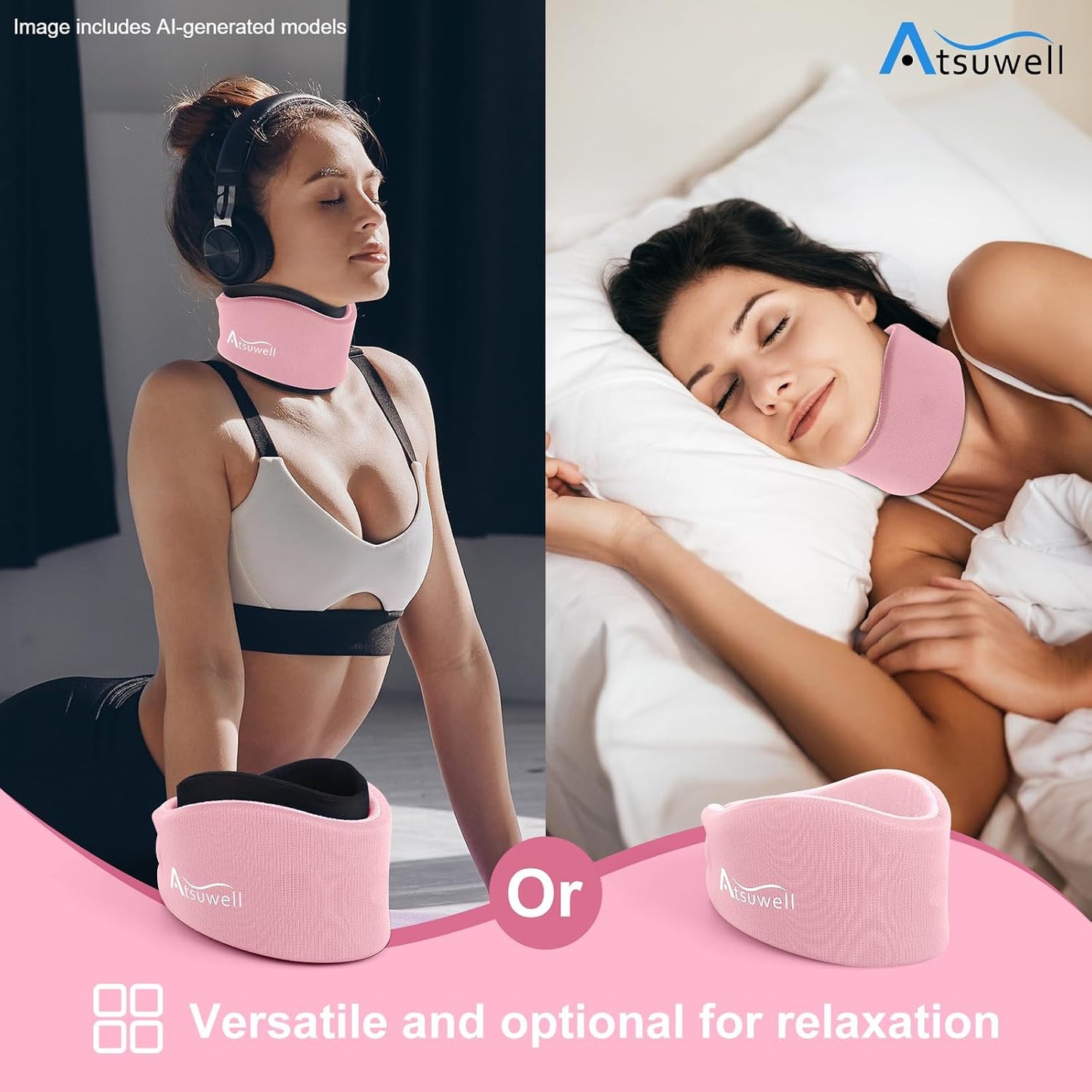 Atsuwell Soft Neck Brace Adjustable Cervical Collar Support Silicone One NEW