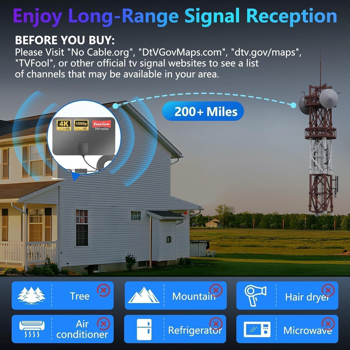 Adjustable Indoor TV Antennas TV Antenna with Signal Booster for Optimal NEW