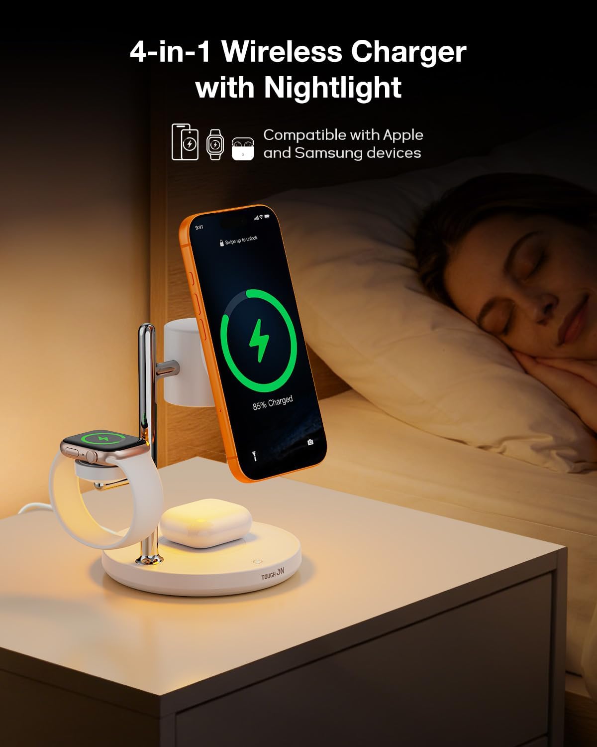 TOUGH ON 25W Wireless Charging Station 4-in-1 Fast Charger Qi Certified DEMO