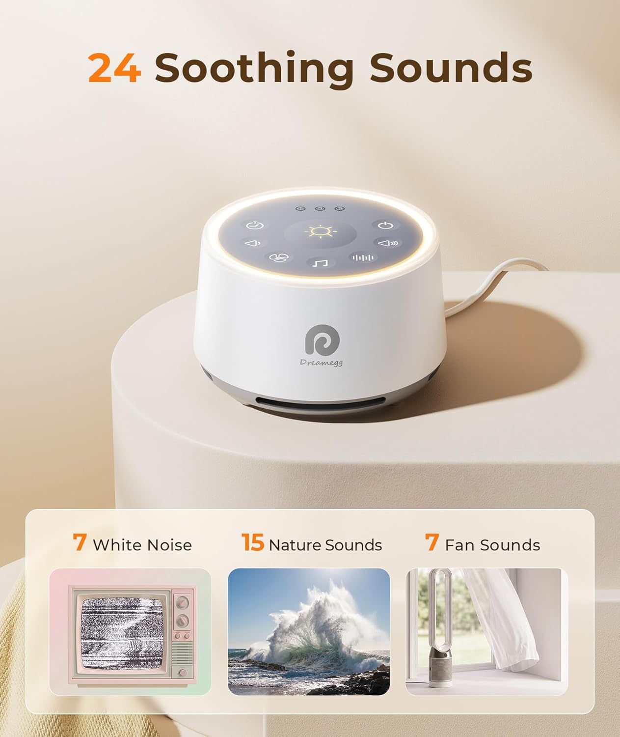 Dreamegg White Noise Machine with 24 Soothing Sounds for Sound Therapy DEMO