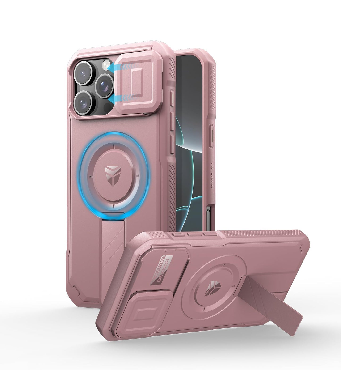 Dexnor Phone Case with Slide Camera Cover and Adjustable Kickstand for iPhone
