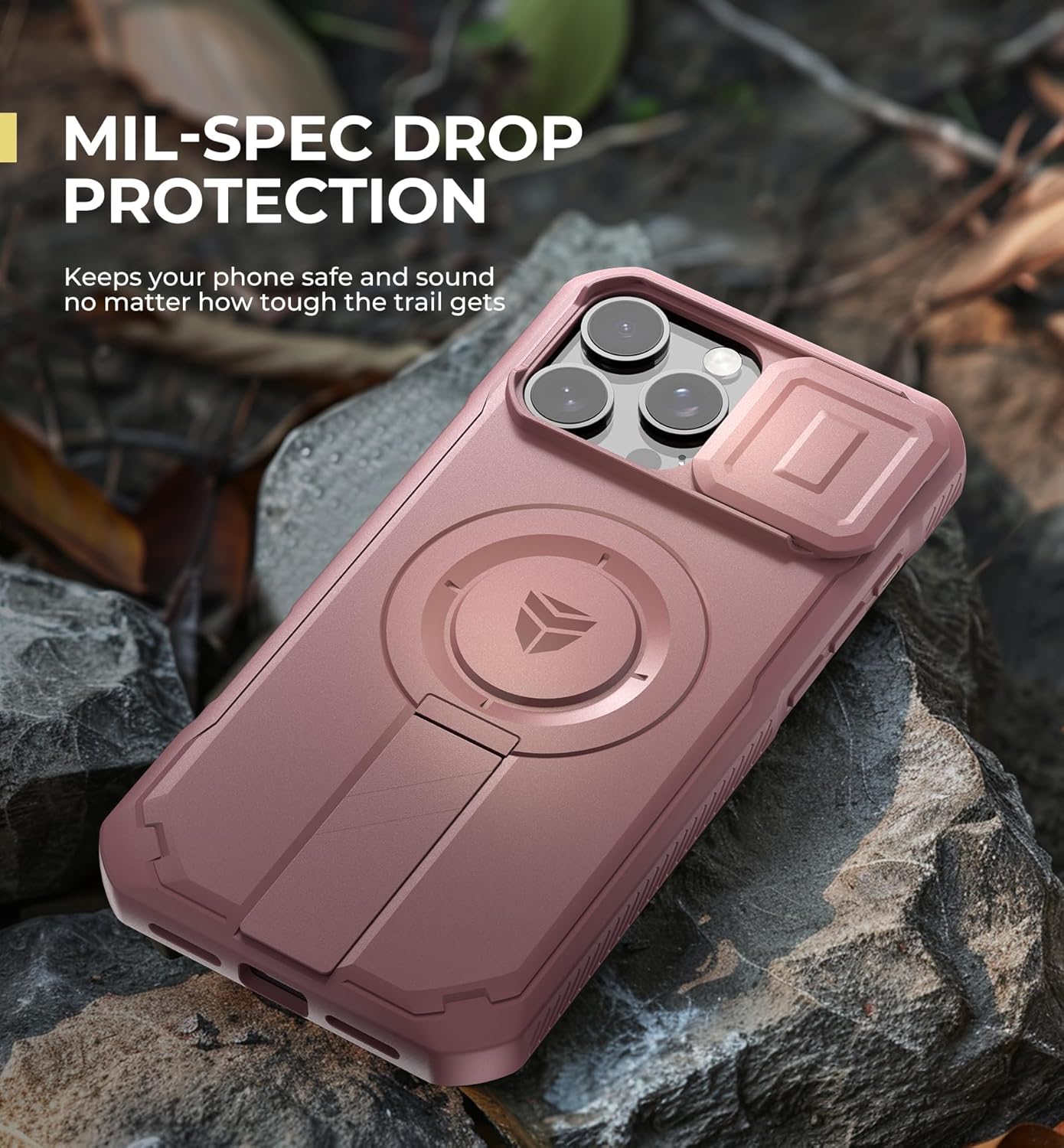 Dexnor Phone Case with Slide Camera Cover and Adjustable Kickstand for iPhone