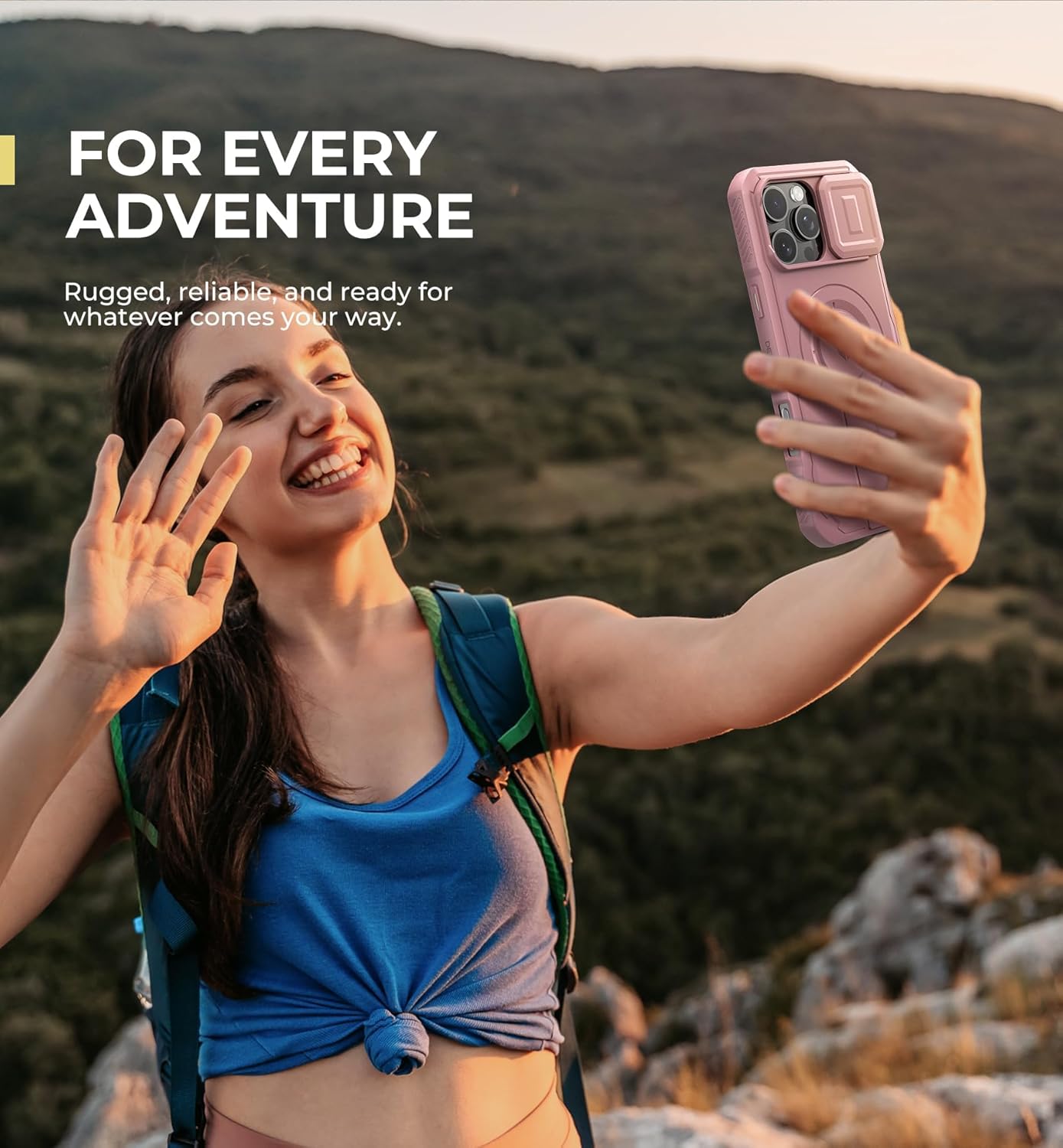 Dexnor Phone Case with Slide Camera Cover and Adjustable Kickstand for iPhone