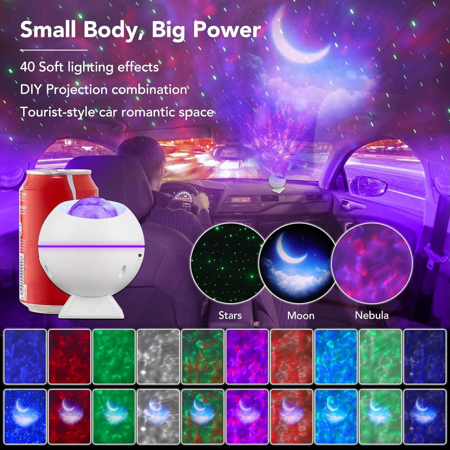 Calming White Star Projector Nebula Night Light with Remote for Bedroom NEW