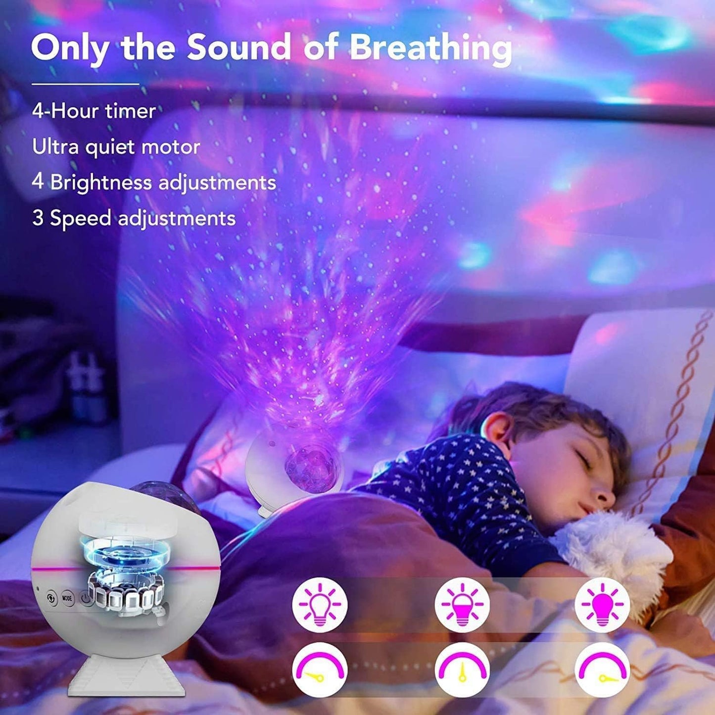 Calming White Star Projector Nebula Night Light with Remote for Bedroom NEW