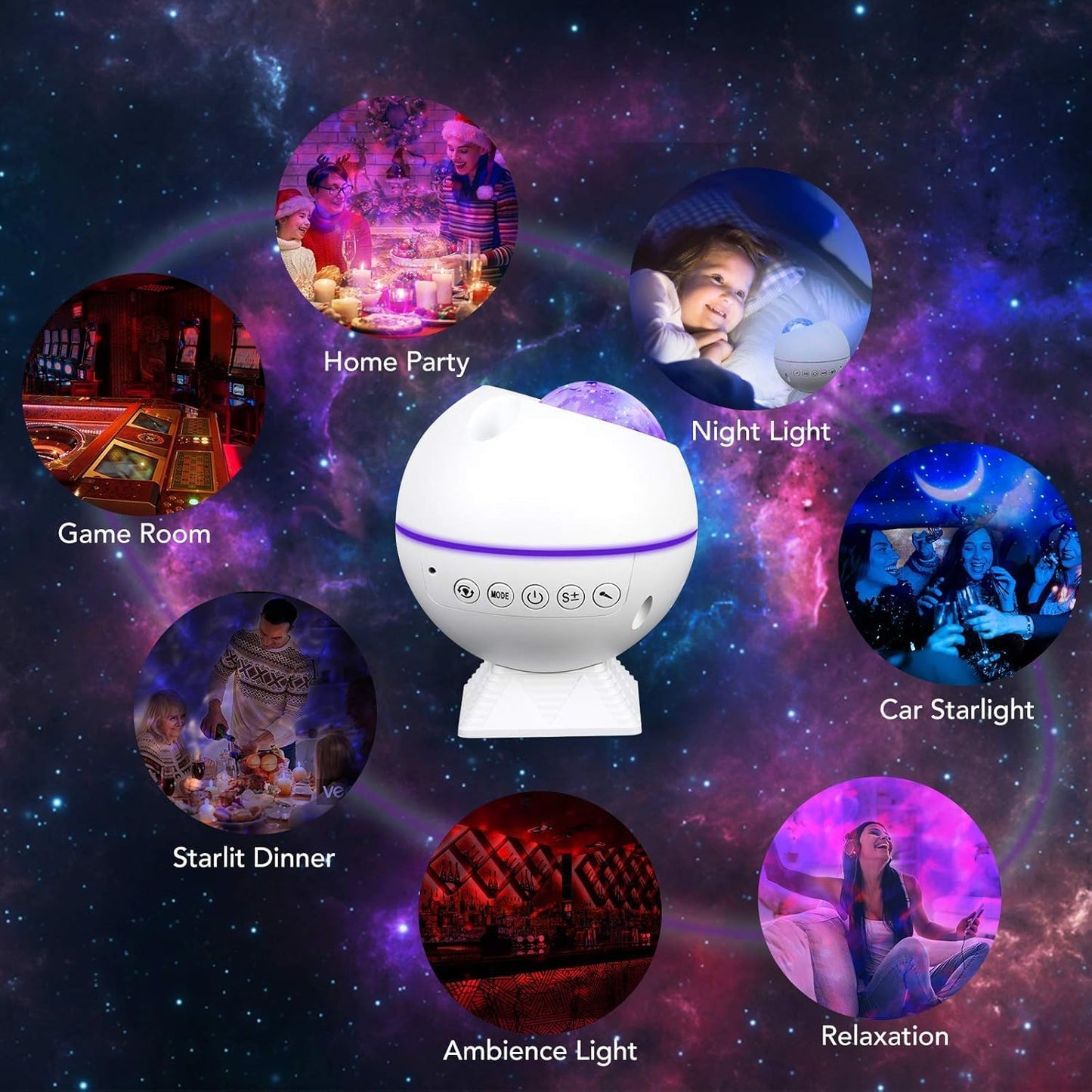Calming White Star Projector Nebula Night Light with Remote for Bedroom NEW