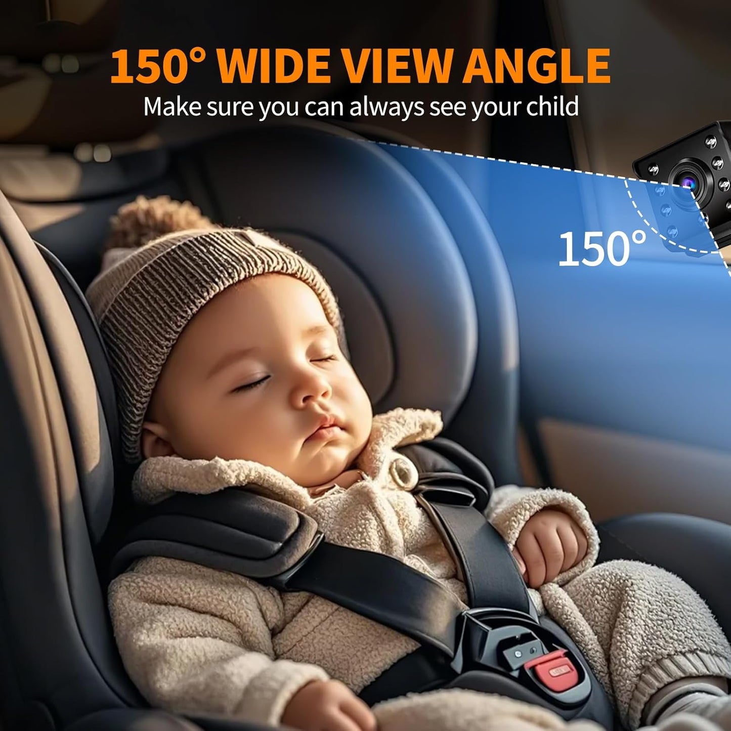 7" 2K HD 360° Rotating Backseat Baby Car Camera Monitor - Black Mirror DEMO