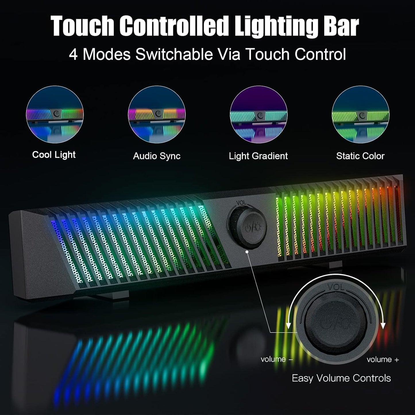 Smalody Black Computer Speakers for Desktop Gaming Monitor with Bluetooth DEMO