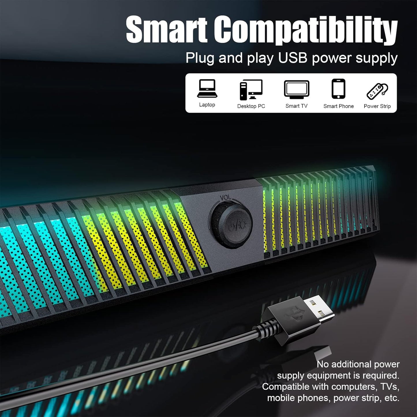 Smalody Black Computer Speakers for Desktop Gaming Monitor with Bluetooth DEMO