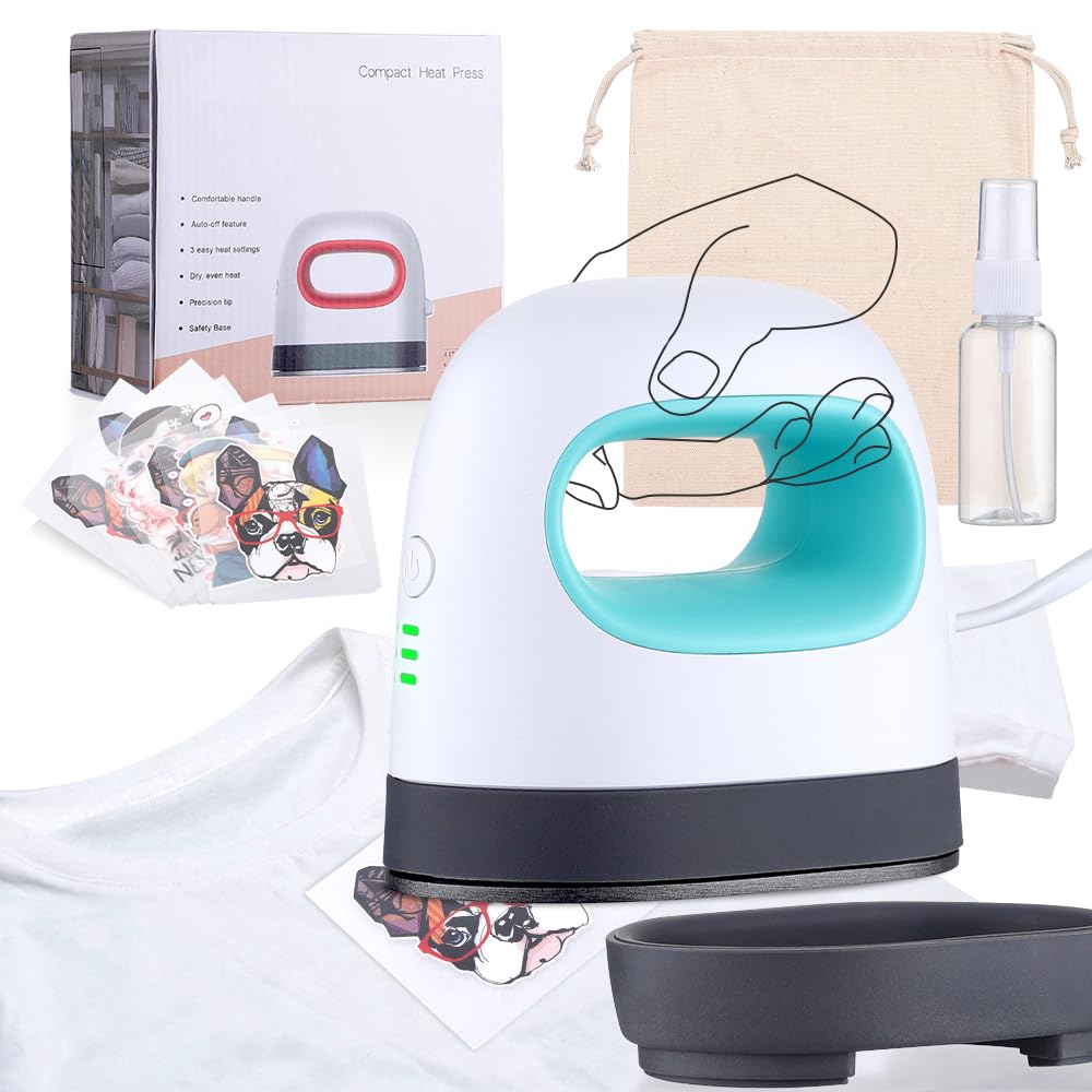 Compact Heat Press Machine for DIY Arts & Crafts Projects in White Mint DEMO