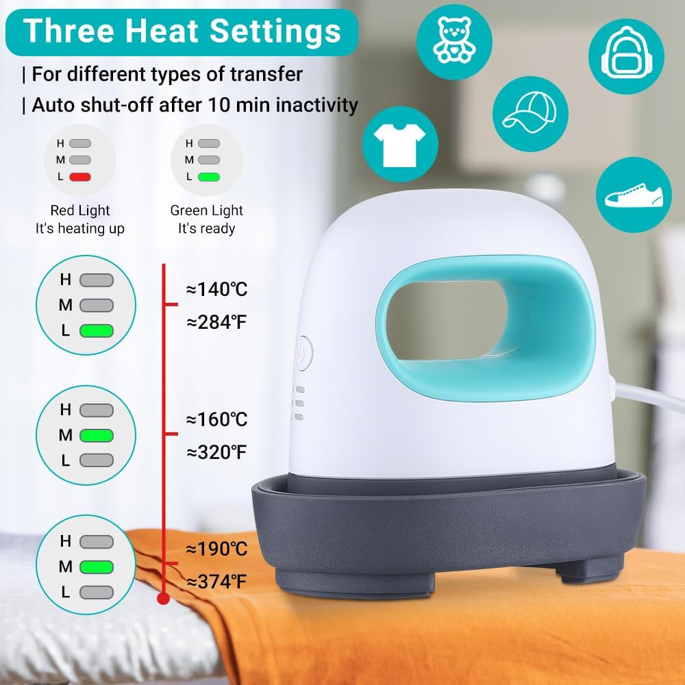 Compact Heat Press Machine for DIY Arts & Crafts Projects in White Mint DEMO