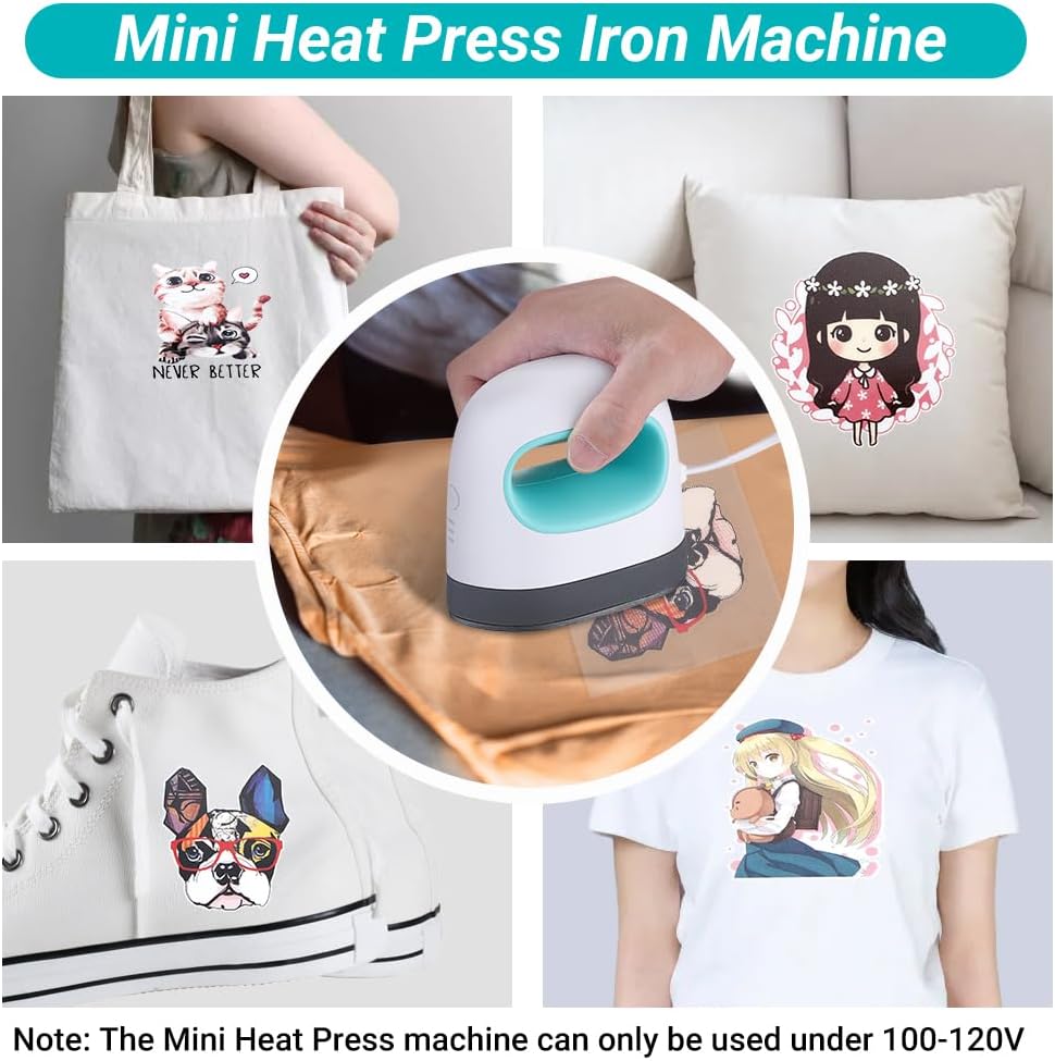 Compact Heat Press Machine for DIY Arts & Crafts Projects in White Mint DEMO