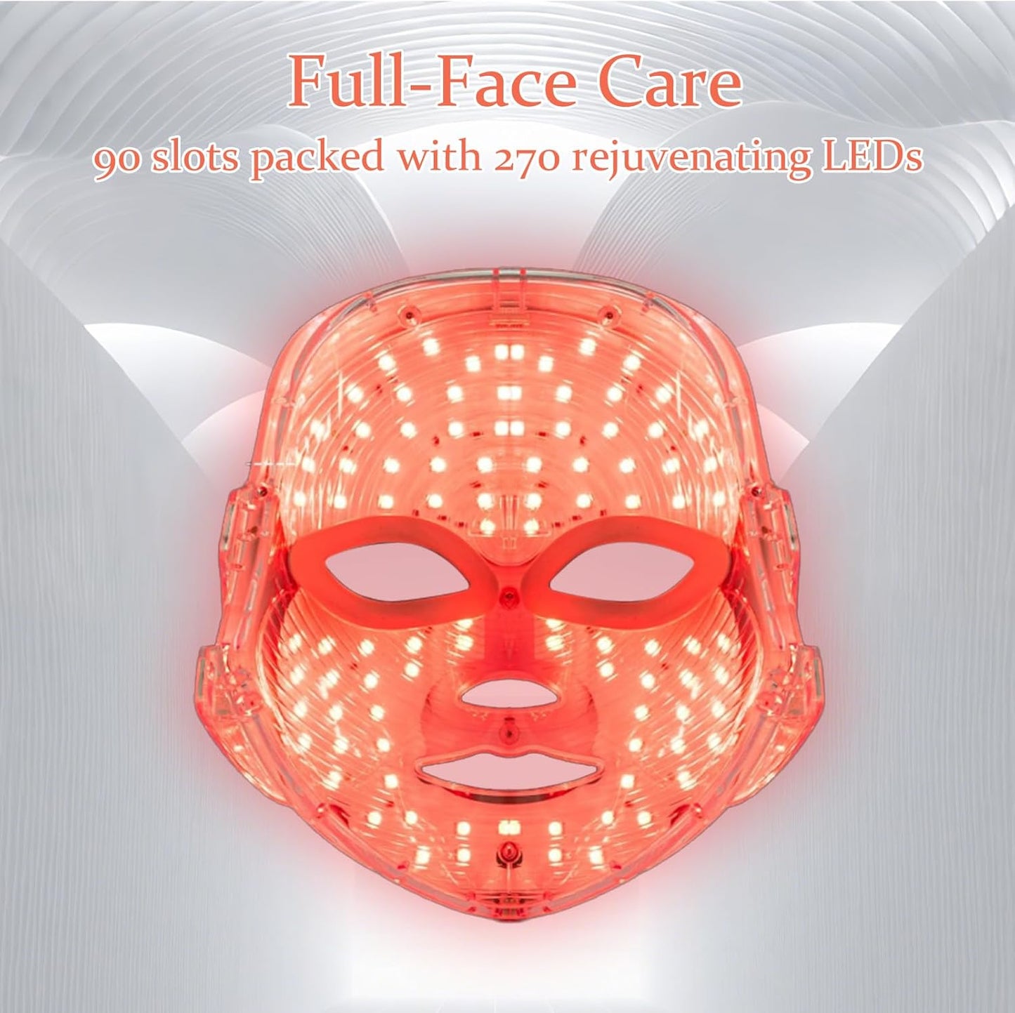 7 Color Light Therapy LED Face Mask Skin Rejuvenation Device White One Size NEW