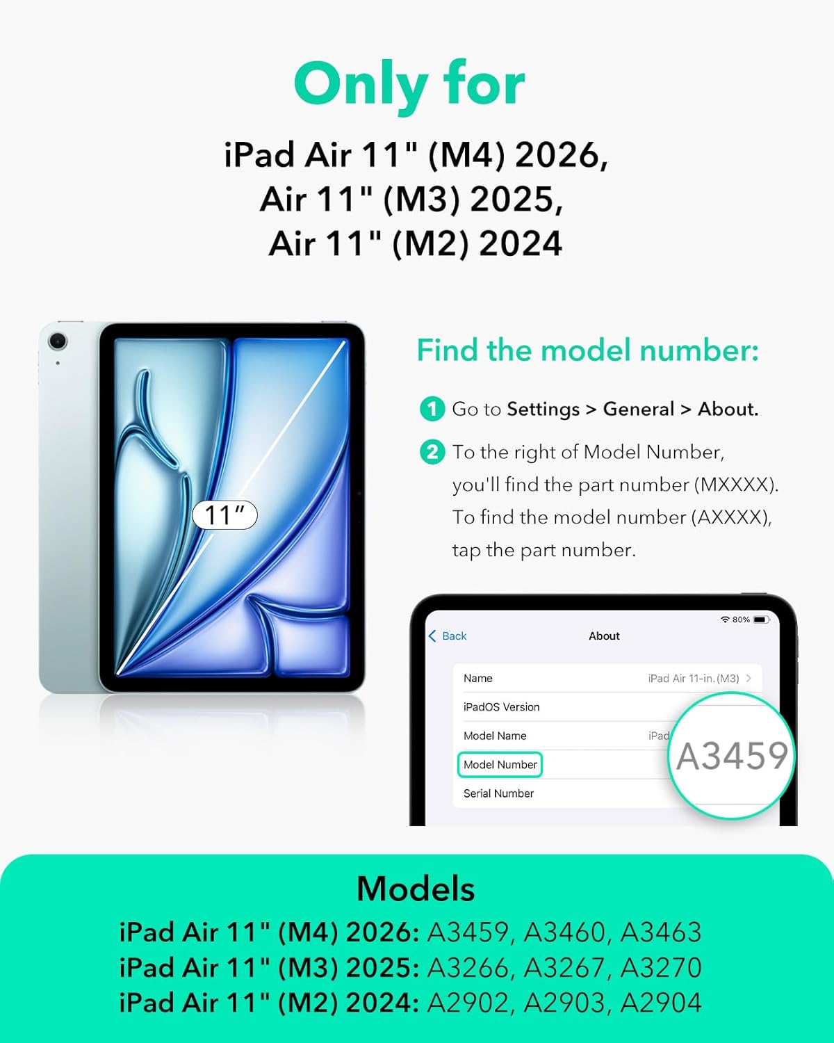 ESR Clear Screen Protectors for New iPad Air 11 Inch Tablet, 1 Pack,