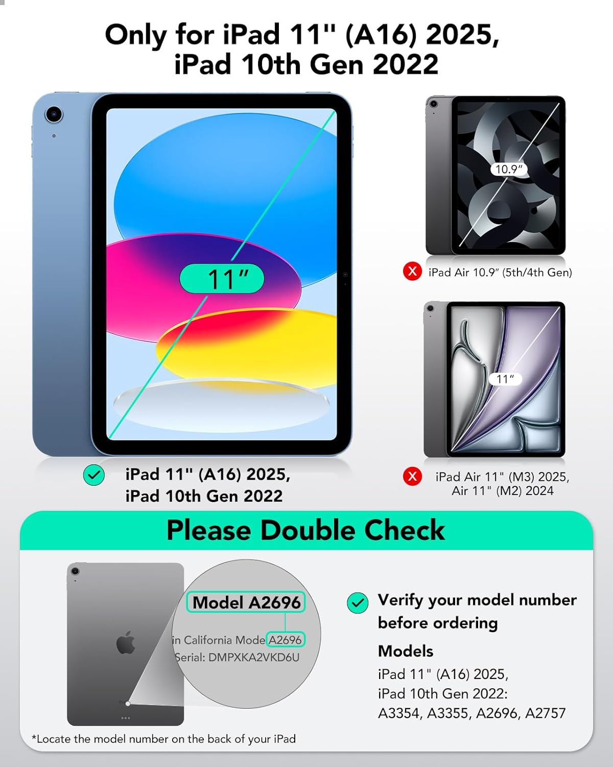 ESR 2 Pack Screen Protectors for iPad 11th/10th Gen 11/10.9 Inch with NEW