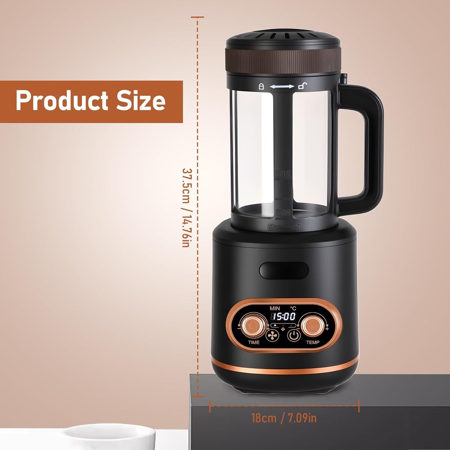Adjustable Temperature Automatic Coffee Roaster in Black & Brown for Home DEMO