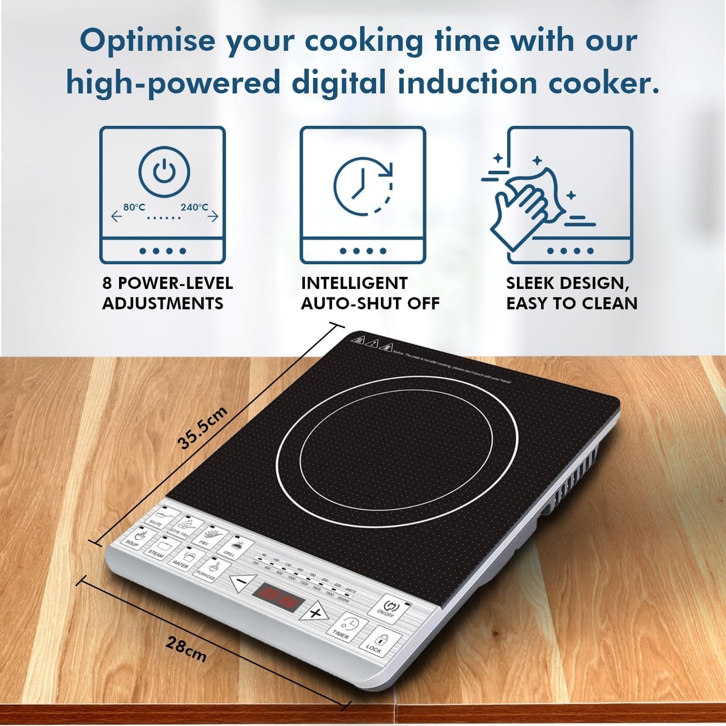 Healthy Choice 2000W Induction Cooktop Stove Powerful Electric Black & DEMO
