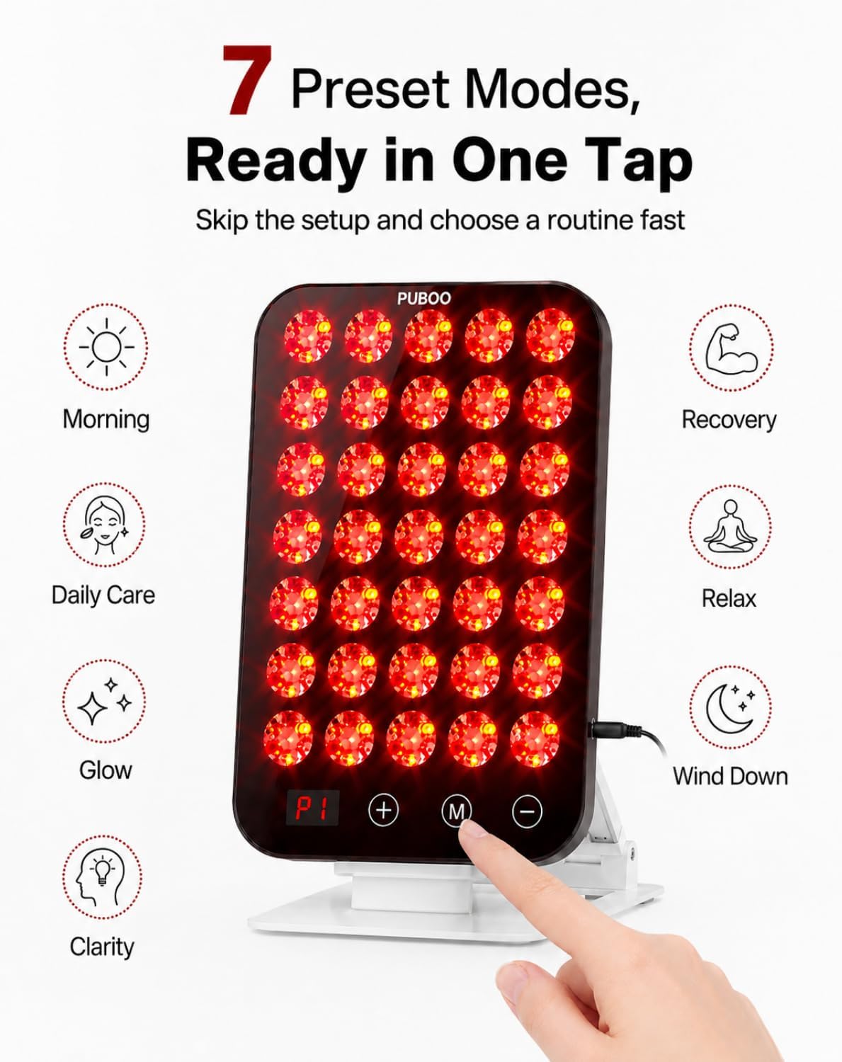 Puboo 210 LED Light Therapy Panel for Face and Body - Professional Grade DEMO