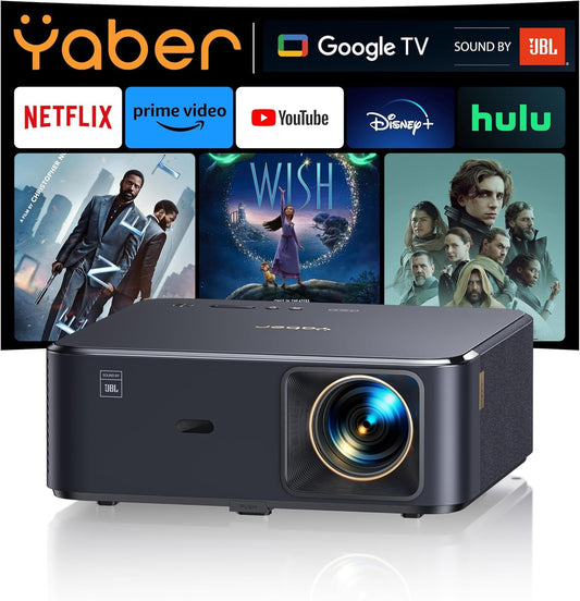 YABER 4K Projectors Projector with Google TV, Voice Control, Dolby Audio, Black