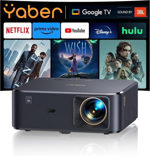 YABER 4K Projectors Projector with Google TV, Voice Control, Dolby Audio, Black