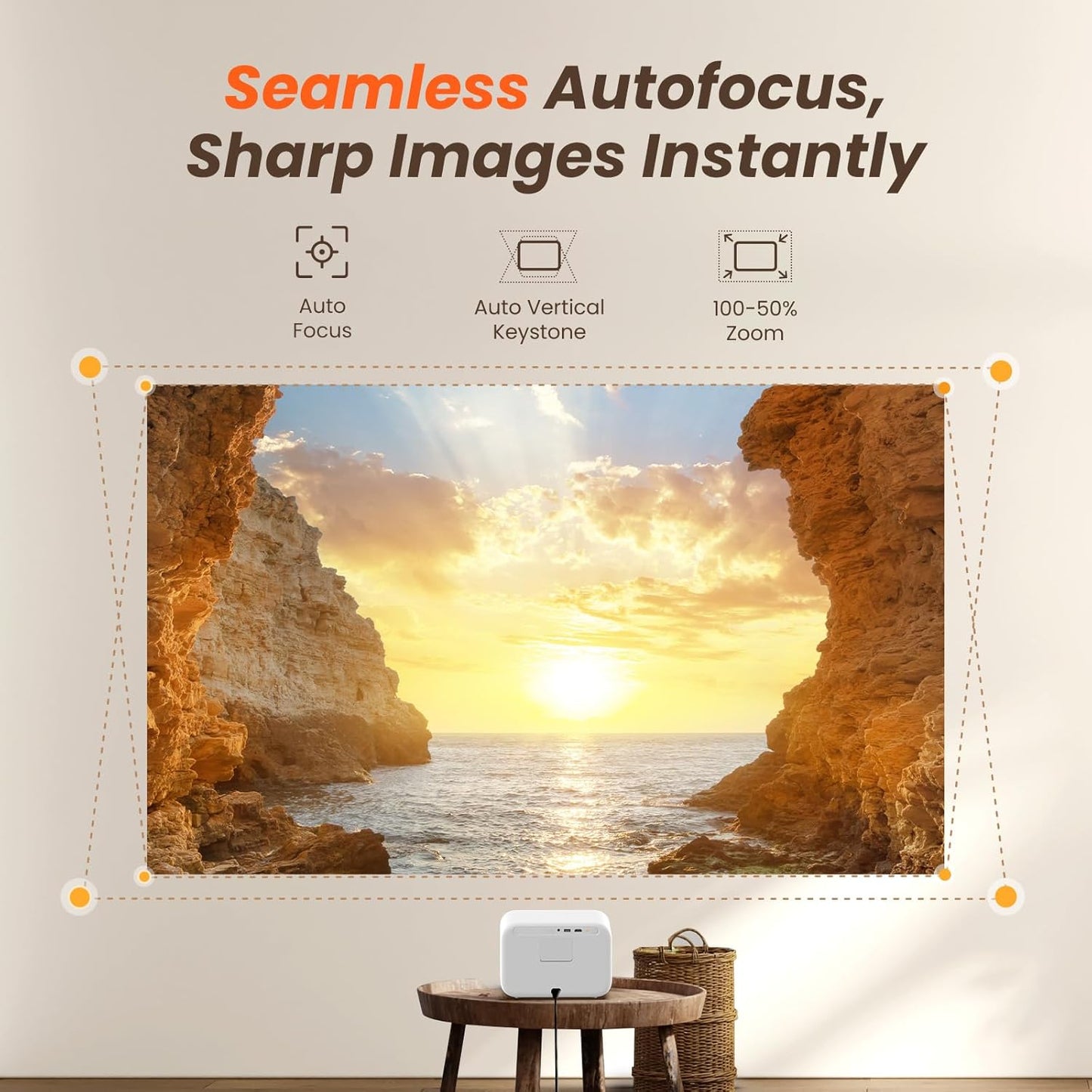 Yaber Portable Projectors Wireless WiFi Autofocus Projector for Home Theater,