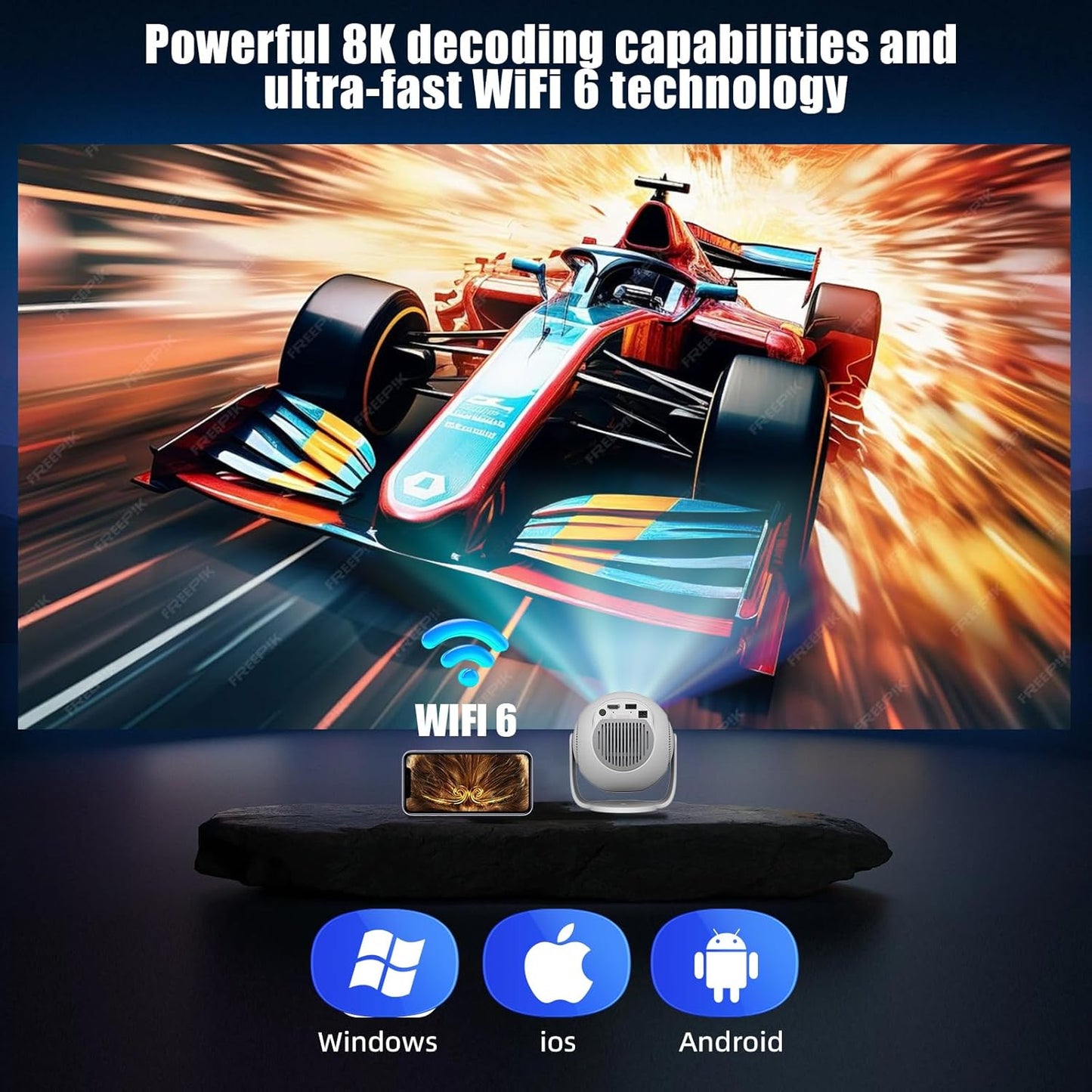 4K 8K Projectors HD Android 14 5G WiFi Mini Projector for Home Theater