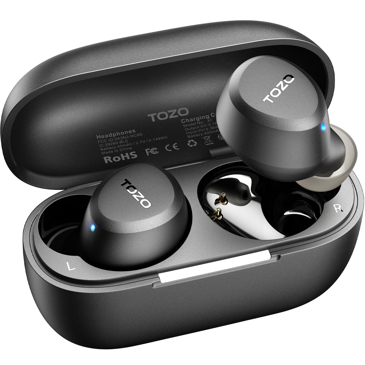 TOZO Wireless Bluetooth 5.3 In-Ear Headphones, IPX5 Waterproof, Black NEW