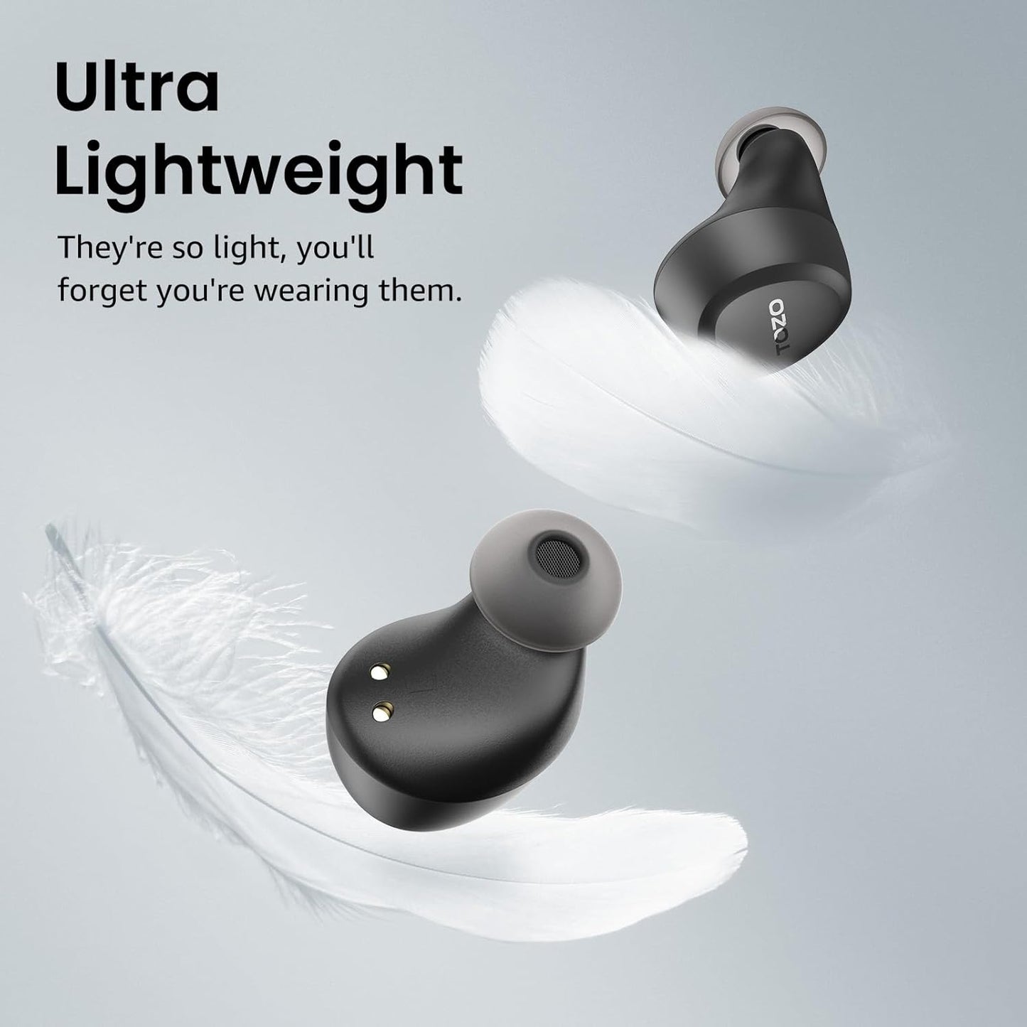 TOZO Wireless Bluetooth 5.3 In-Ear Headphones, IPX5 Waterproof, Black NEW