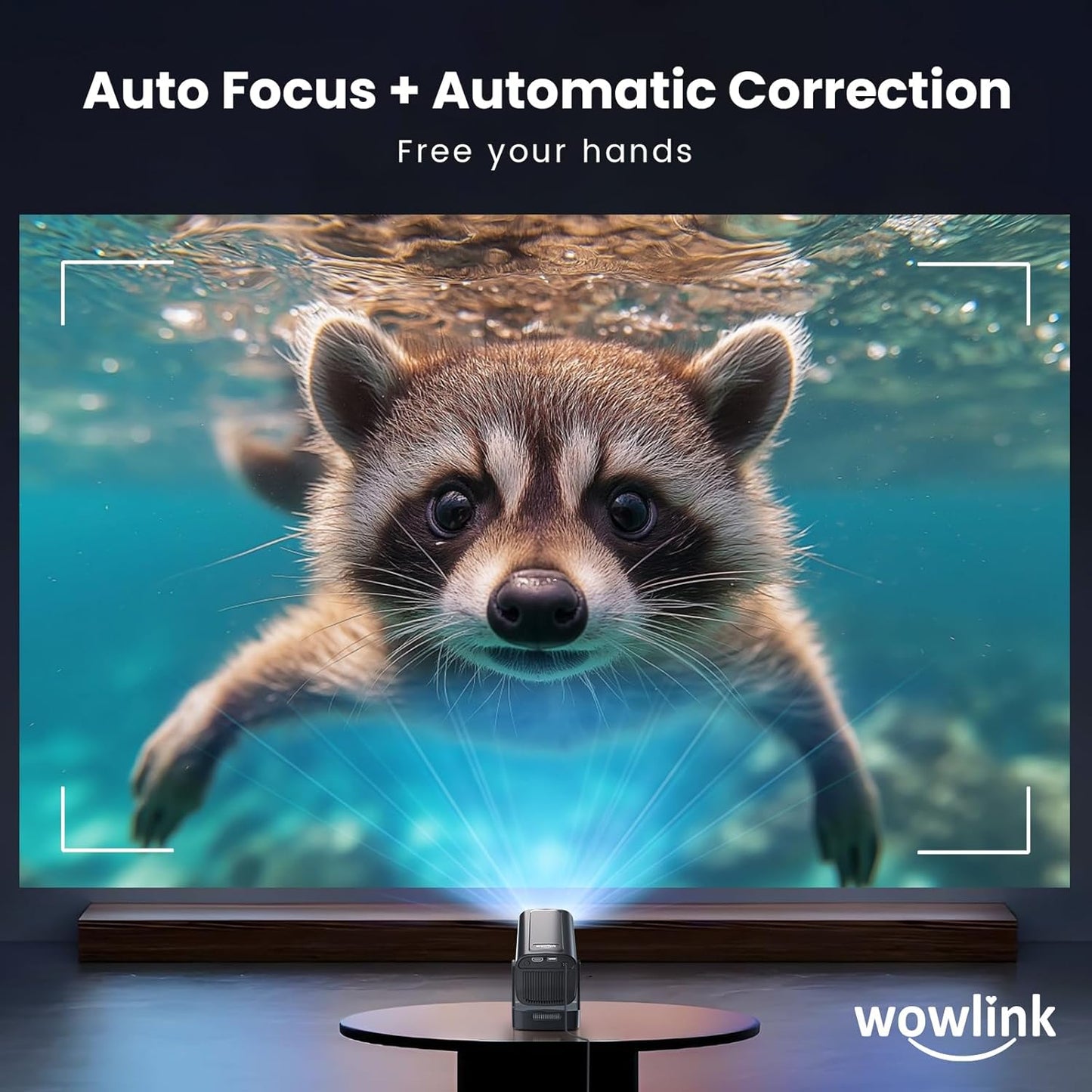 wowlink 4K Projectors Projector with Auto Focus, 1080P Native Resolution, Black