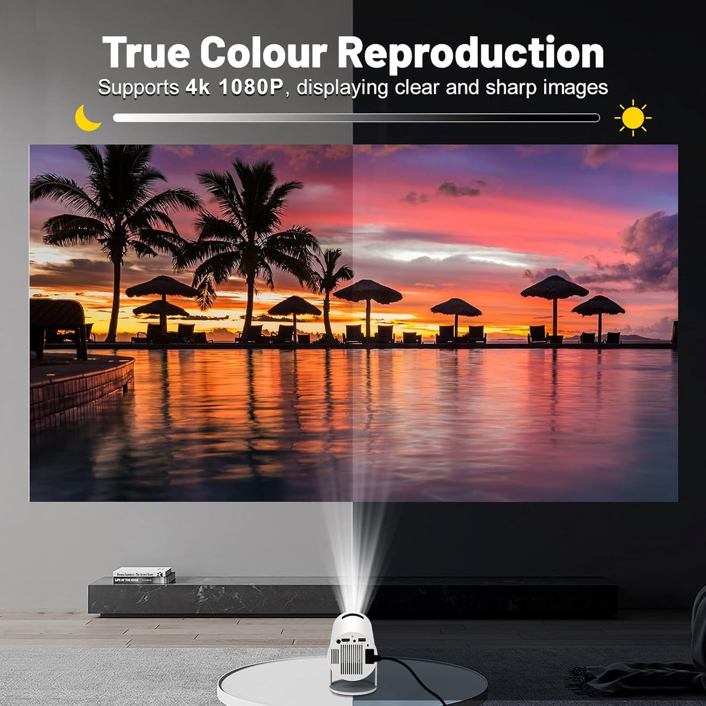 1080P FHD Projectors Mini Portable Projector with Auto Focus, WiFi and Wireless