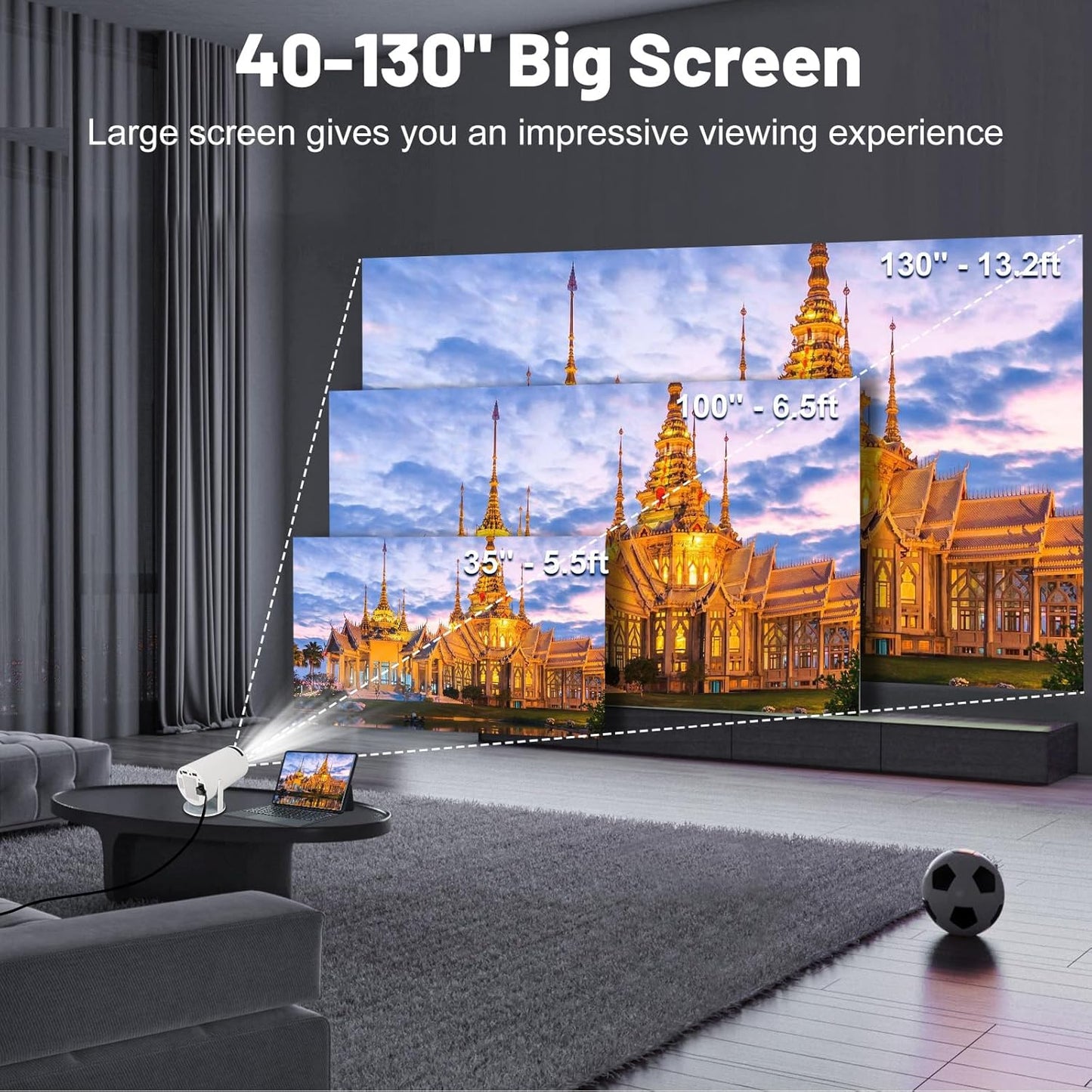 1080P FHD Projectors Mini Portable Projector with Auto Focus, WiFi and Wireless