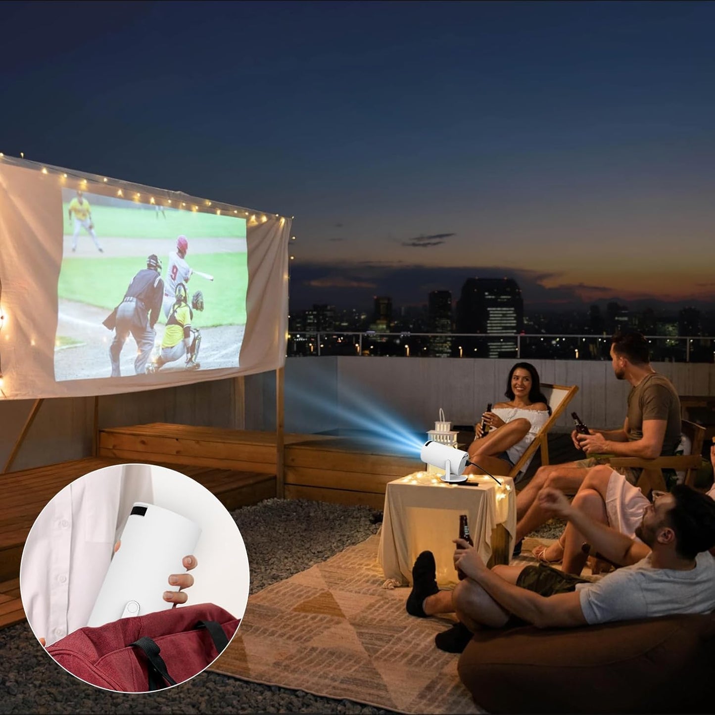 1080P FHD Projectors Mini Portable Projector with Auto Focus, WiFi and Wireless