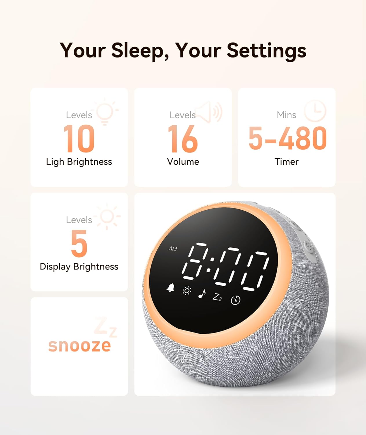 Dreamegg Grey Noise Sound Machine with 25 Soothing Ambient Sounds for Sleep DEMO