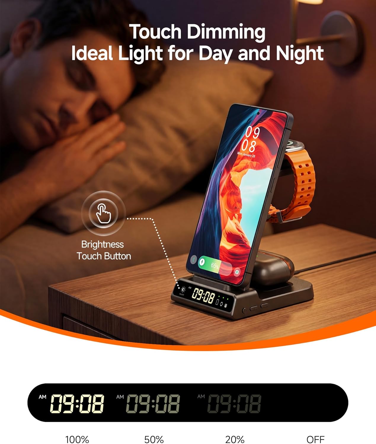 3-in-1 Wireless Charging Station for Smartphones, Black - Induction Charger DEMO