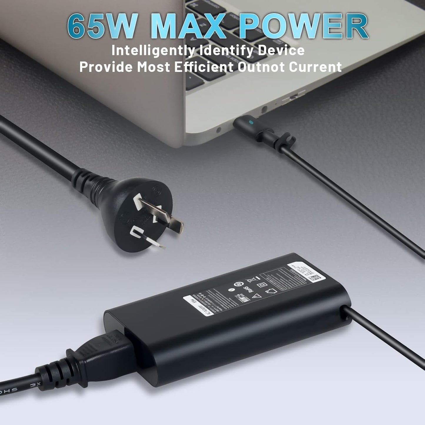 65W USB-C Laptop Charger for Dell XPS 13 15 Latitude 5420 5290 7 Black DEMO