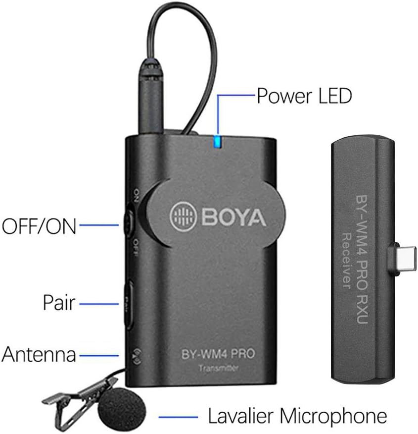 BOYA 2.4GHz Wireless Microphone System for Recording Equipment in Black NEW